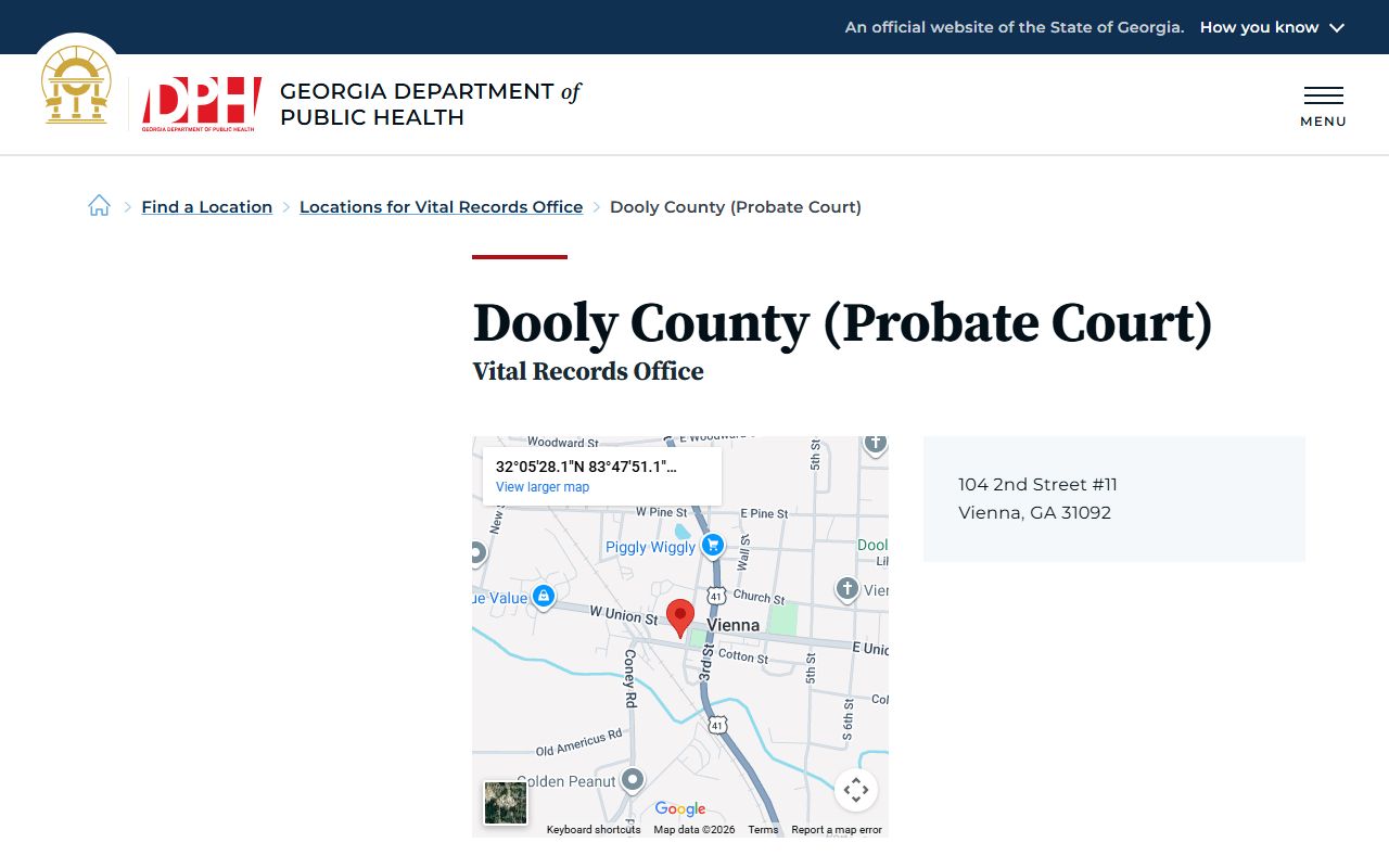 Dooly County Georgia Probate Court page for obituary and death records