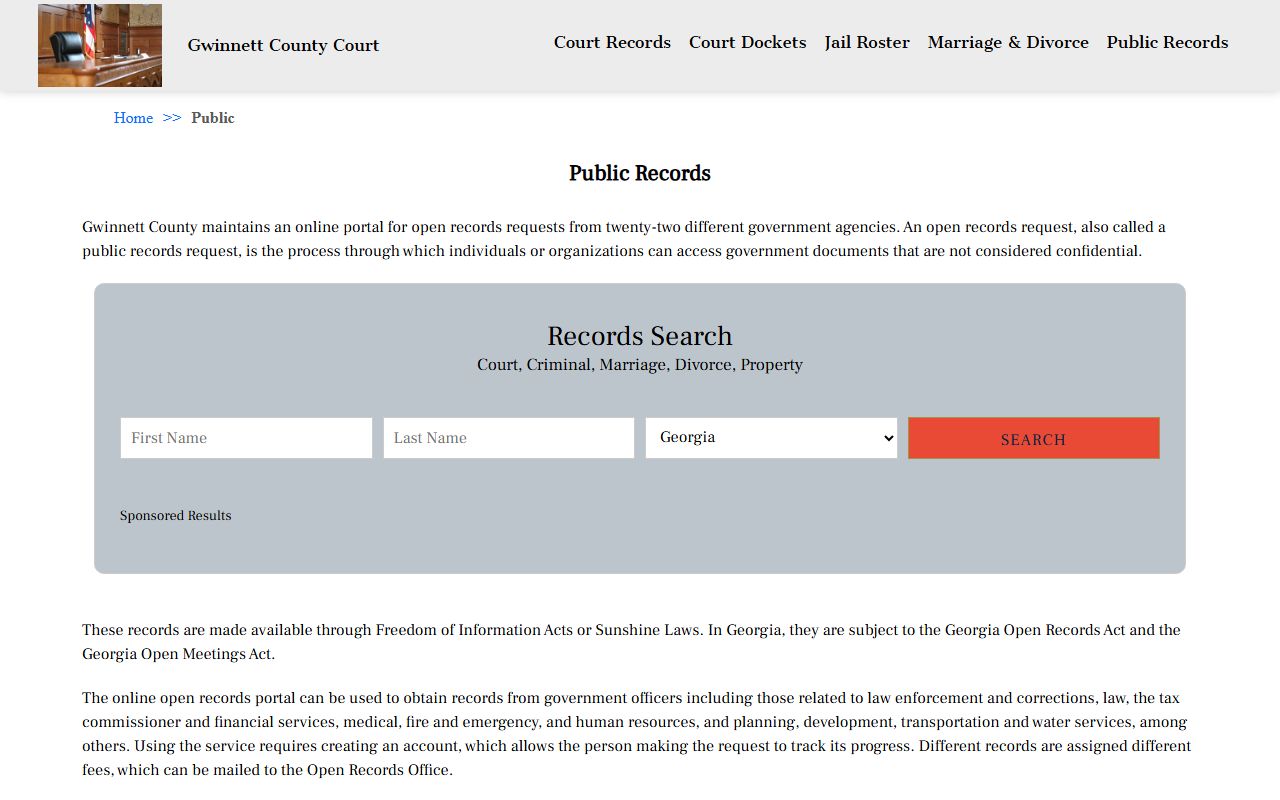 Gwinnett County public records page for obituary and death record research