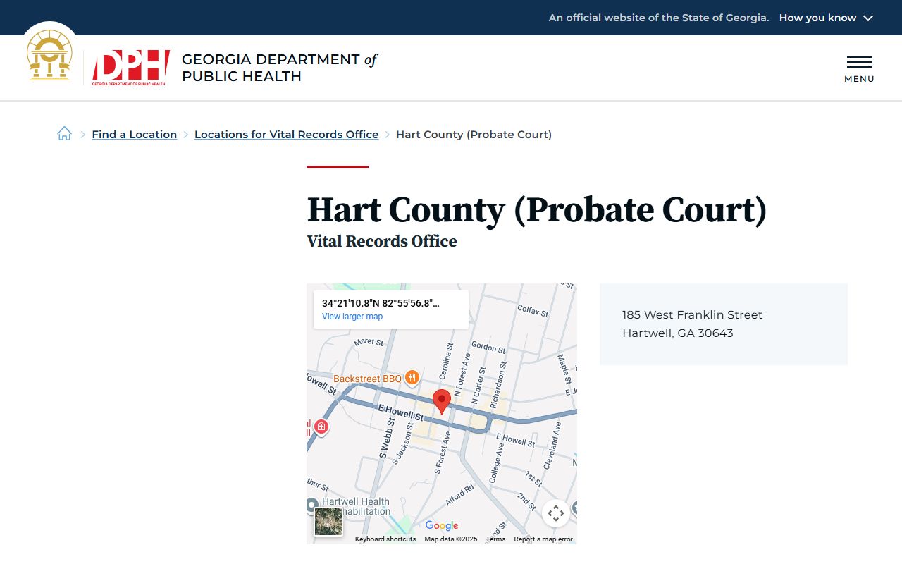 Hart County Georgia Probate Court page for obituary and death records