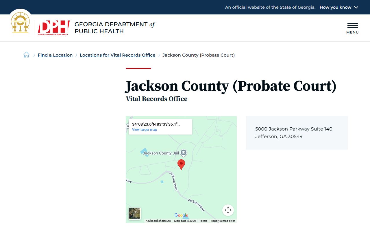 Jackson County Georgia Probate Court page for obituary and death records
