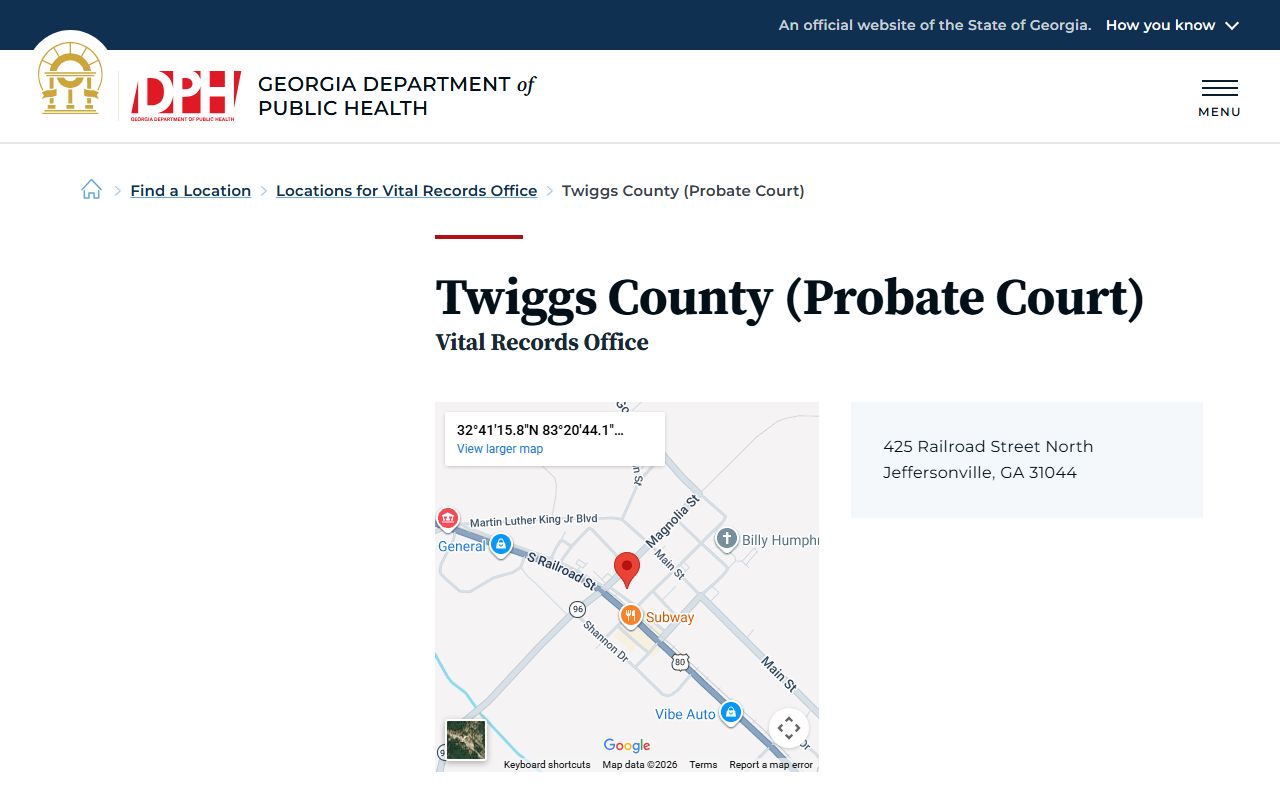 Twiggs County Georgia Probate Court page for obituary and death records
