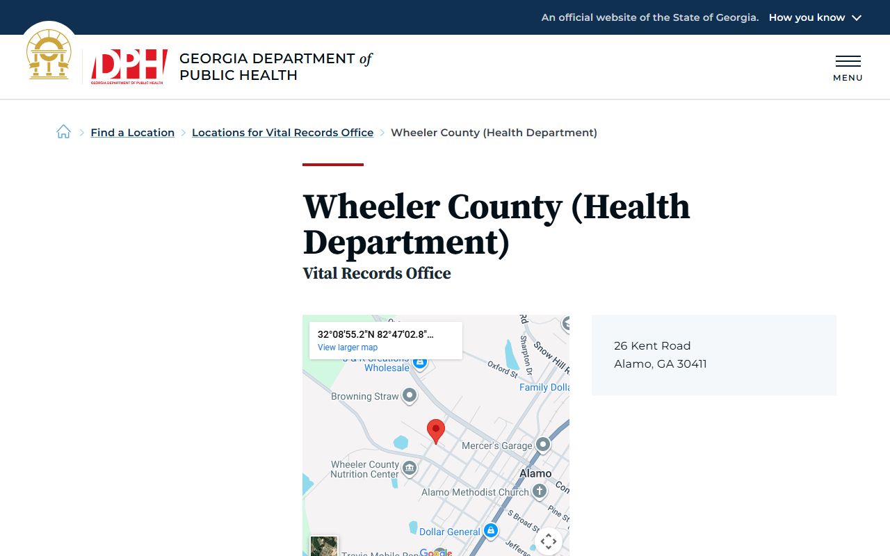 Wheeler County Georgia Health Department page for obituary and death records