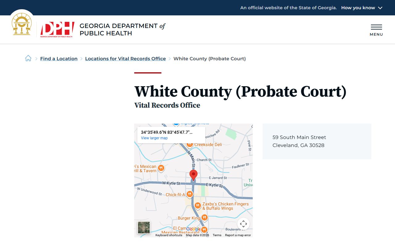 White County Georgia Probate Court page for obituary and death records